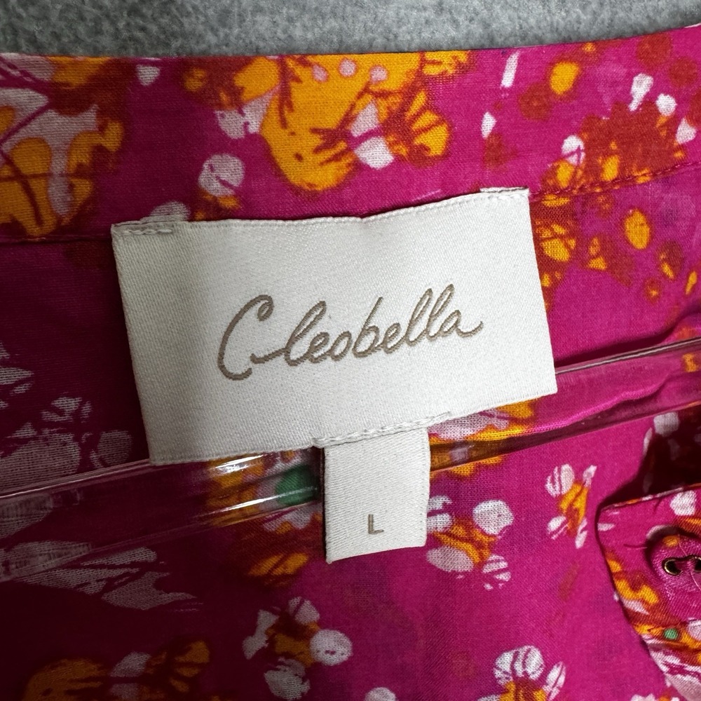 Cleobella Rohita Kaftan Dress‎ Pink Midi Shift Floral Cotton Size L NO BELT Pink - Picture 4 of 12